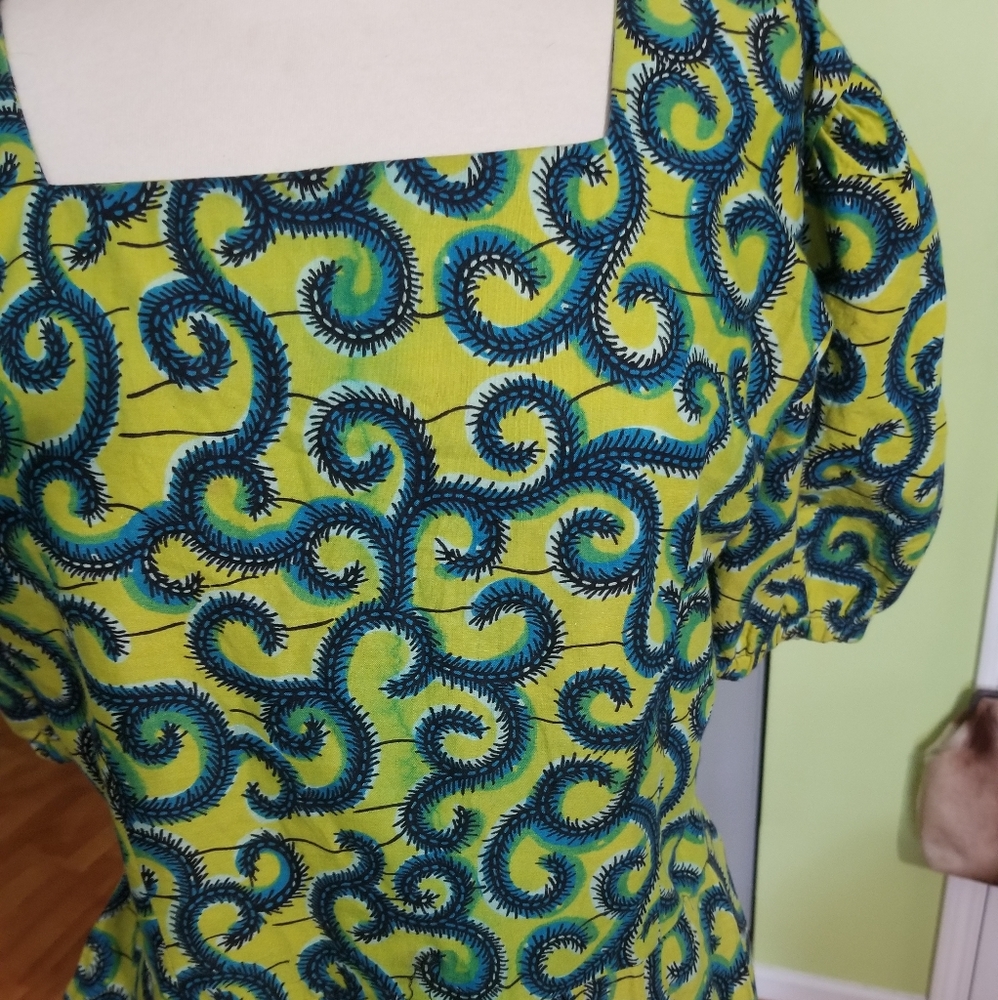 ⚡️Chic African Print Cotton Peplum Top - Picture 2 of 6